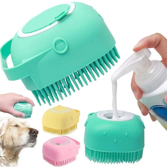 Bathroom Puppy Dog Cat Washing Massage Dispenser Grooming Shower Brush Soft Silicone Dogs Brush Pet Shampoo Massager Bath Brush