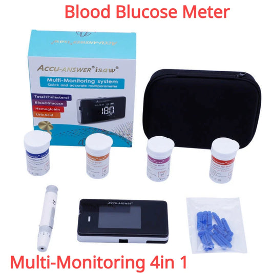 4 in1 portable biochemical analyzer blood detection equipment cholesterol strip diabetes hemoglobin test paper uric acid accu